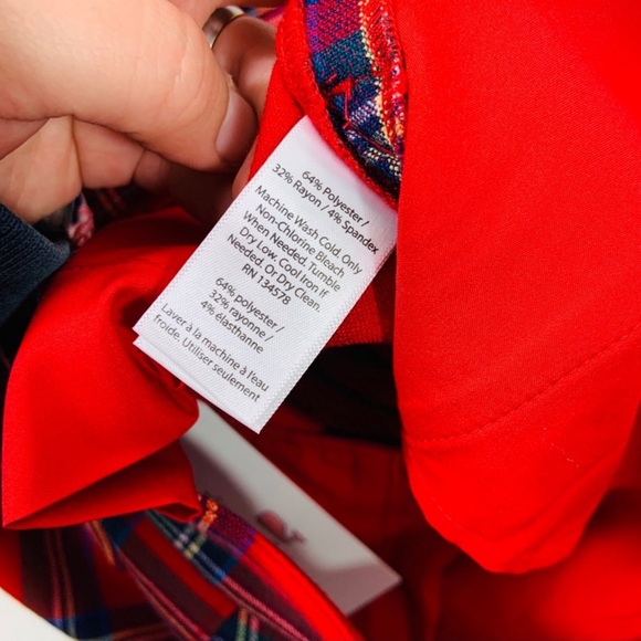 Vineyard Vines Jolly Plaid Ruffle Calypso Red Cocktail Pant Women’s Size 00 NWT - Picture 8 of 15